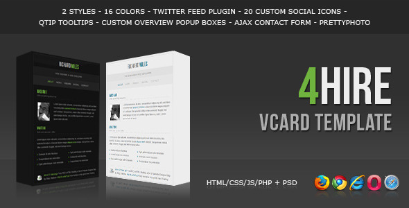 4HIRE - Elegant vCard Template Nulled Nulled - Free Download