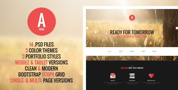 A-Page - Flat Onepage & Multipage PSD Template Nulled Nulled - Free Download