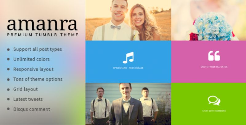 Amanra - Responsive Grid Photography Tumblr Theme Nulled Nulled - Free Download
