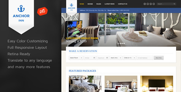 Anchor Inn - Hotel and Resort WordPress Theme Nulled