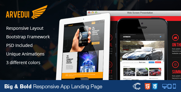 Arvedui - Big Responsive Landing Page Template Nulled Nulled - Free Download