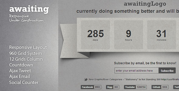 Awaiting - Responsive Under Construction Template Nulled Nulled - Free Download