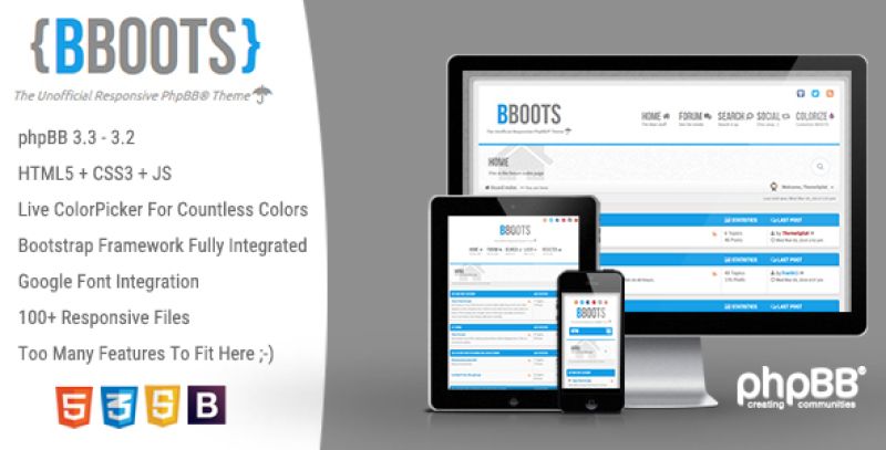 BBOOTS - HTML5/CSS3 Fully Responsive phpBB 3.2 Theme Nulled Nulled - Free Download