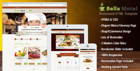 BellaMotel - Food, Restaurant Recipe HTML Nulled Nulled - Free Download