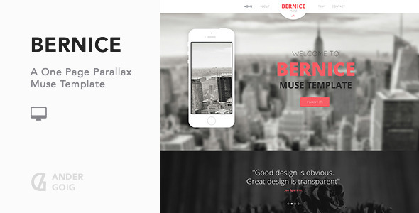 Bernice - One Page Parallax Muse Template Nulled Nulled - Free Download