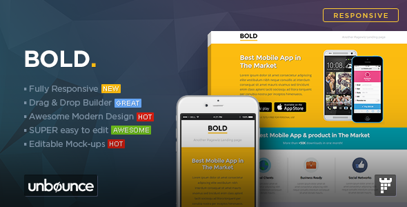 BOLD - Unbounce App Landing Page Template Nulled