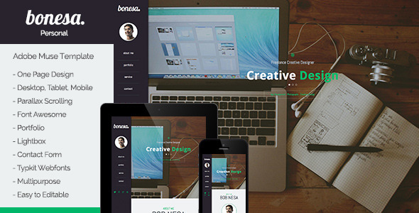 Bonesa - Portfolio One Page Muse Template Nulled Nulled - Free Download