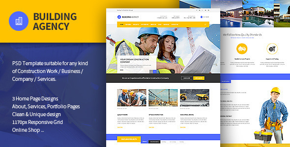 Building Agency -  Blog and Shop PSD Nulled Nulled Free Download