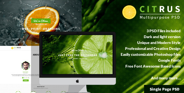 Citrus - OnePage Portfolio PSD Template Nulled Nulled - Free Download