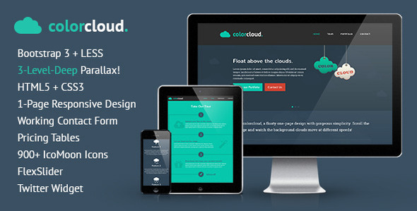 ColorCloud - One-Page Design, 3-Layer Parallax  Nulled Nulled - Free Download