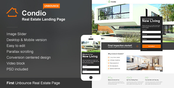 Condio - Real Estate Landing Page for Unbounce Nulled Nulled - Free Download