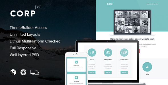Corp - Responsive Email + Themebuilder Access Nulled Nulled - Free Download