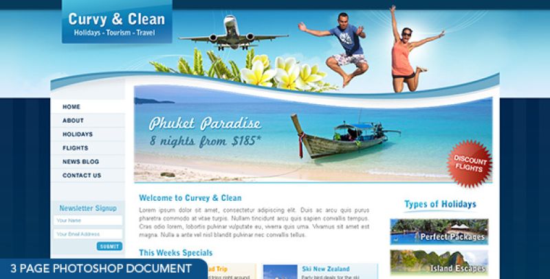 Curvy and Clean Travel - 3 page photoshop  Nulled Nulled - Free Download