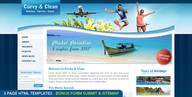 Curvy and Clean Travel Template - HTML Nulled Nulled - Free Download