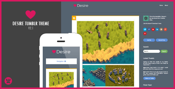 Desire - A Responsive Tumblr Theme Nulled Nulled - Free Download