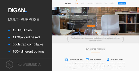 Digan - Multi-Purpose PSD Template Nulled Nulled - Free Download