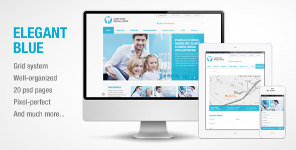 Elegant Blue - Responsive Business PSD template Nulled Nulled - Free Download