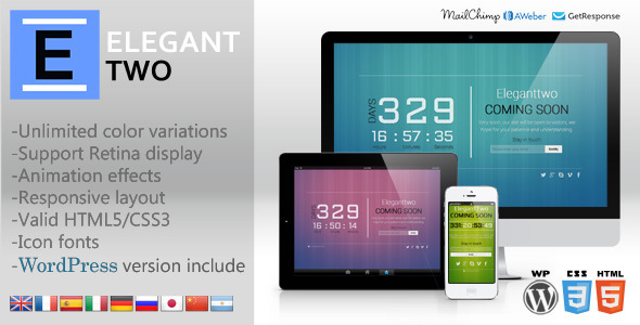 ElegantTwo - Animation Responsive Coming Soon Page Nulled