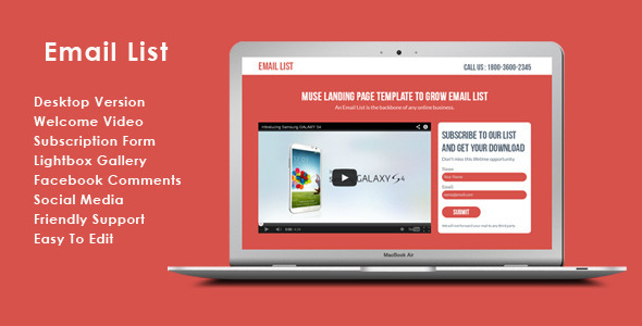 Email List - Muse List Building Landing Page Nulled Nulled - Free Download