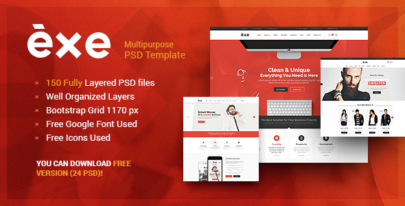 Exe - Multipurpose PSD Template Nulled Nulled - Free Download