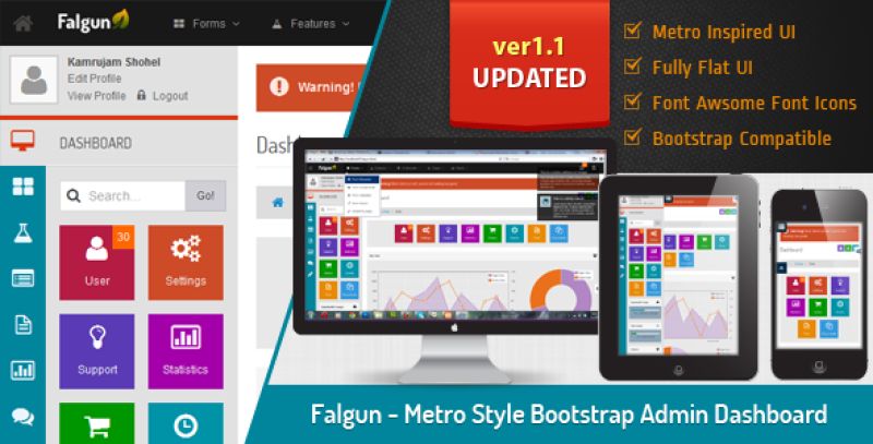 Falgun - Metro Style Bootstrap Admin Dashboard Nulled Nulled - Free Download