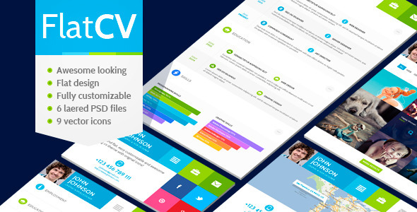 FlatCV - vCard Resume PSD Template Nulled Nulled - Free Download