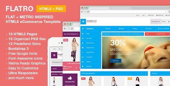 Flatro - Metro Inspired flat eCommerce template Nulled Nulled - Free Download