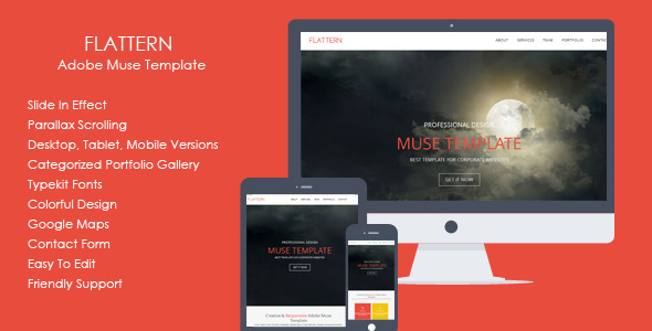 Flattern - One Page Flat Muse Template Nulled Nulled - Free Download