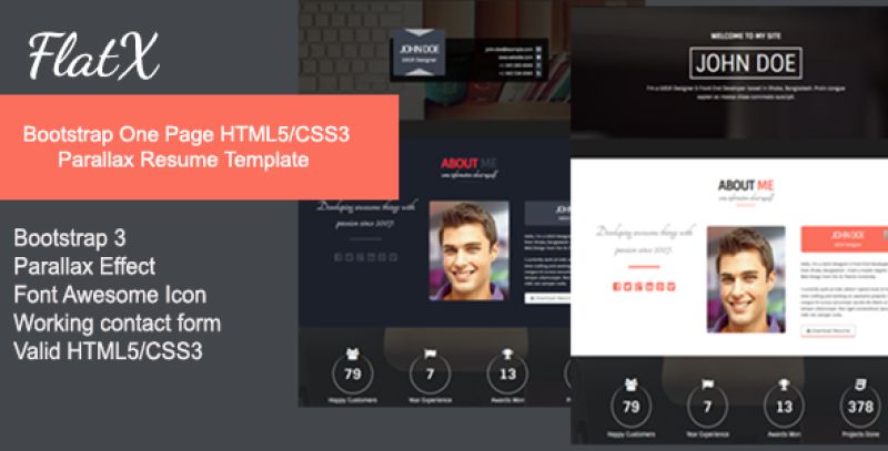 FlatX - Bootstrap Onepage Parallax Resume Template Nulled Nulled - Free Download