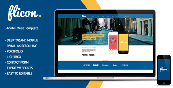 Flicon - One Page Parallax Muse Template Nulled Nulled - Free Download