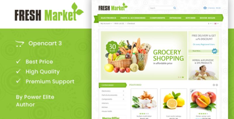Fresh Market - OpenCart 2 & 3 Responsive Theme Nulled Nulled - Free Download