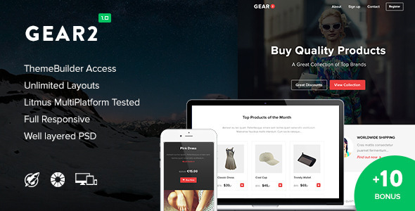 Gear2 + 10 Notification Templates & Themebuilder Access Nulled Nulled - Free Download
