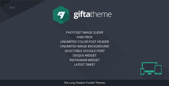 Gifta - Flat Long Shadow Tumblr Theme  Nulled Nulled - Free Download