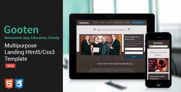 Gotten - Restaurant, App, Education, Charity Landing Page Nulled Nulled - Free Download