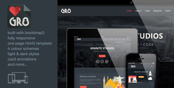 Granite - One Page Responsive Bootstrap3 Template  Nulled Nulled - Free Download