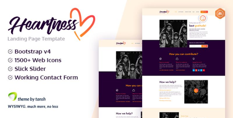 Heartness - Fundraising / Donation Landing Page Nulled Nulled - Free Download