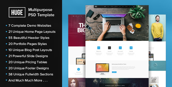 HUGE - Multipurpose PSD Template Nulled Nulled - Free Download