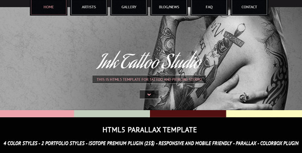 Ink Tattoo Studio - Parallax  HTML5 Template Nulled Nulled - Free Download
