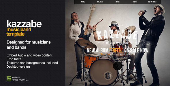 Kazzabe - One Page Music Band Template Nulled Nulled - Free Download