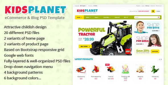 Kids Planet - eCommerce & Blog PSD Template Nulled Nulled - Free Download