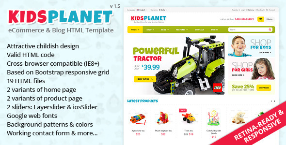 Kids Planet - Responsive Ecommerce/Blog HTML Theme Nulled Nulled - Free Download