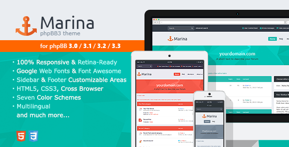 Marina — Responsive & Retina Ready phpBB3 Theme Nulled Nulled - Free Download