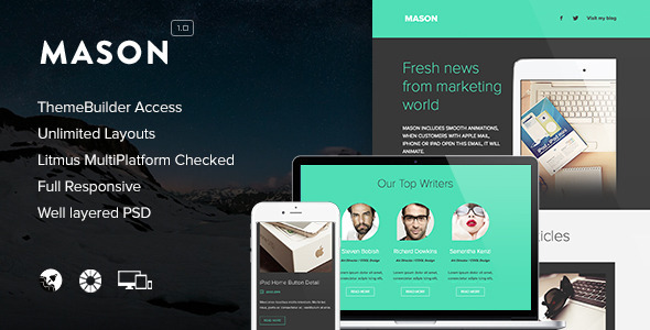 Mason - Responsive Email + Themebuilder Access Nulled Nulled Free Download
