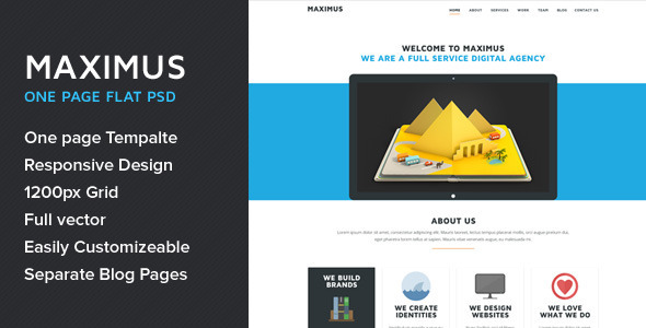 Maximus - One Page Multipurpose Flat PSD Template Nulled Nulled - Free Download