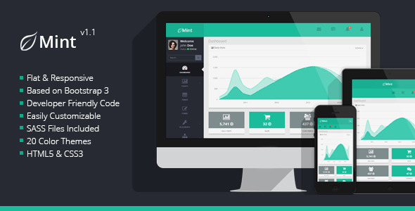 Mint - Flat & Responsive Admin Dashboard Template Nulled Nulled - Free Download
