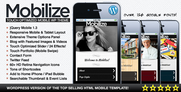 Mobilize - jQuery Mobile WordPress Theme Nulled Nulled - Free Download