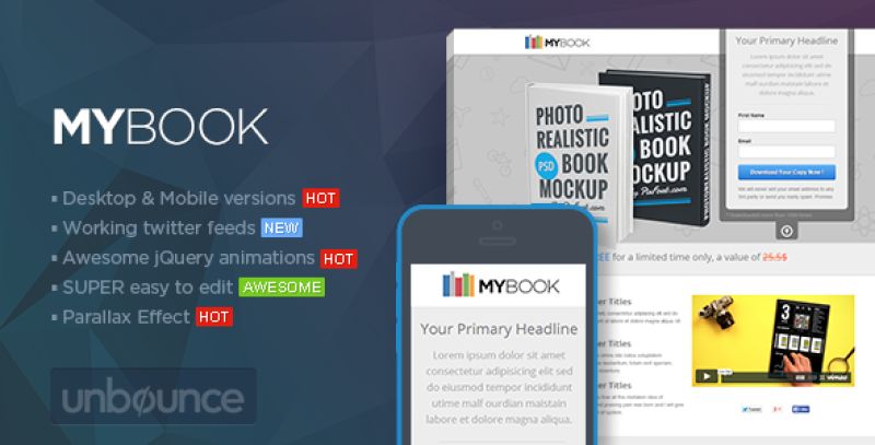 MYBook - Unbounce ebook Landing page Nulled Nulled - Free Download