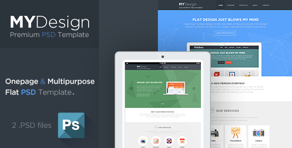 MYDesign - Onepage Multipurpose Flat PSD Template Nulled Nulled - Free Download