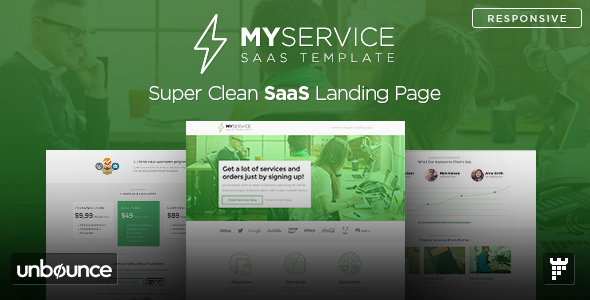 MYSERVICE - SaaS Product Unbounce Landing Page Template Nulled Nulled Free Download