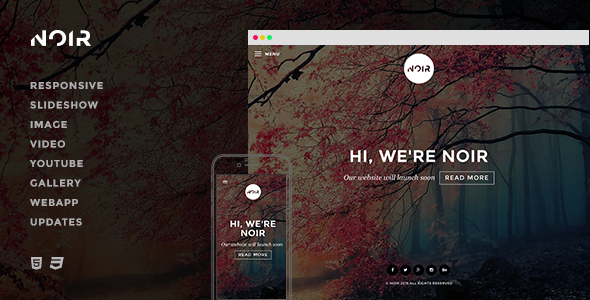 Noir - Coming Soon Template Nulled Nulled - Free Download